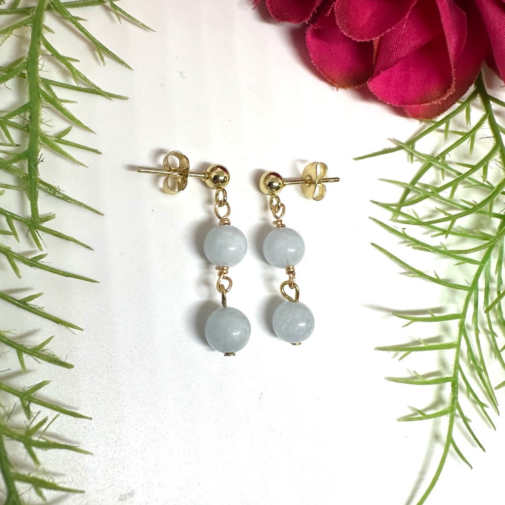 NEW⚜️Raw Aquamarine Beaded Earrings